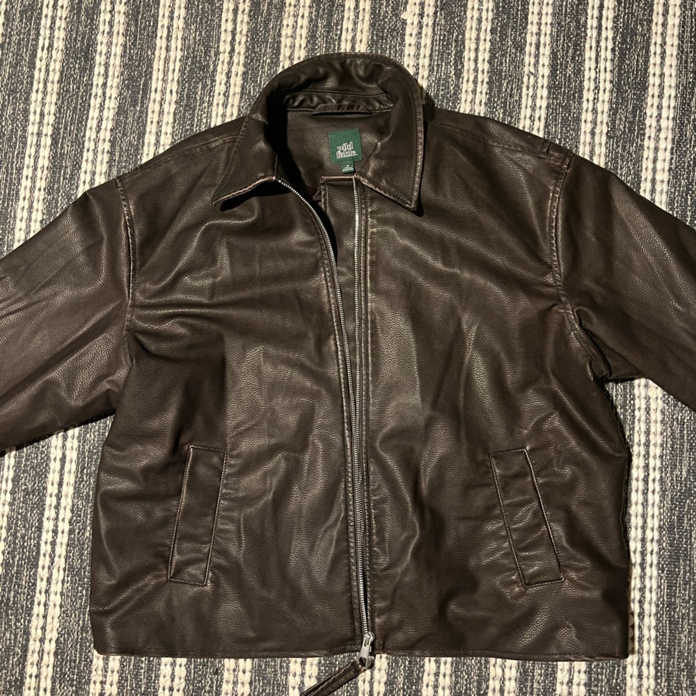 Vintage inspired brown faux leather jacket
